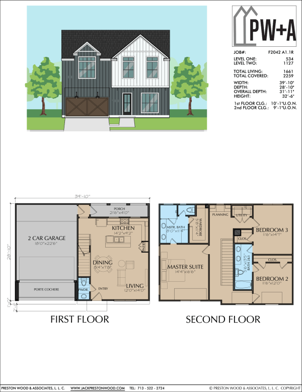 Two Story Townhome Home Plan F2042 A1.1