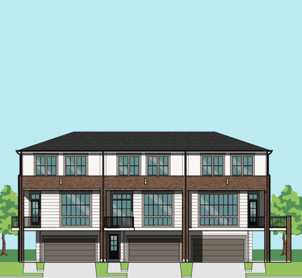 Three Story Triplex Townhome Plan E9115