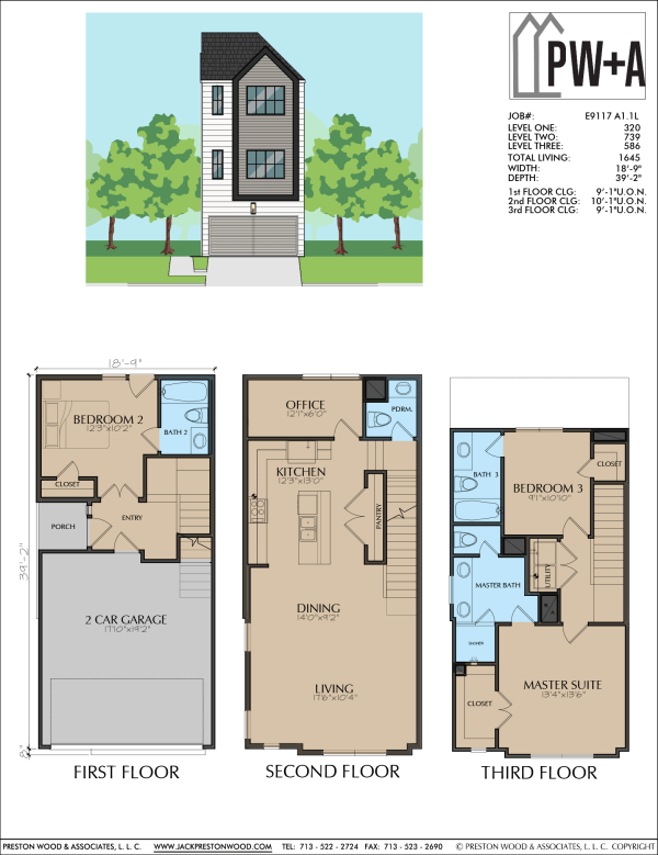 Three Story Townhome Plan E9117 A1.1