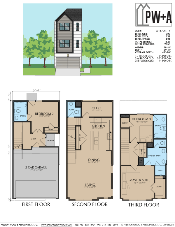 Three Story Townhome Plan E9117 A1.1