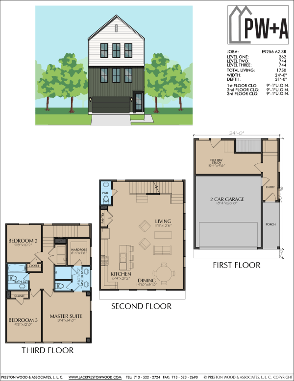 Three Story Townhome Plan E9256 A