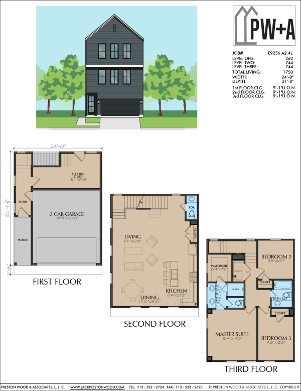 Three Story Townhome Plan E9256 A