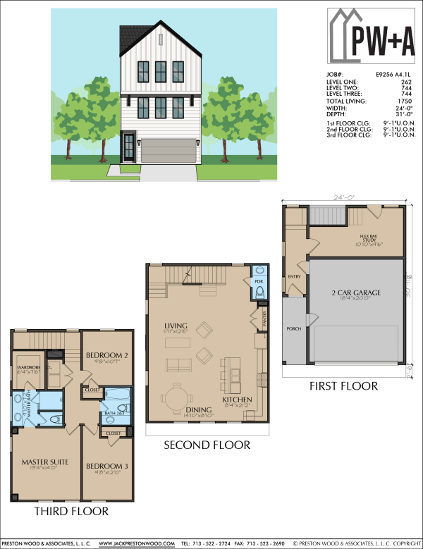 Three Story Townhome Plan E9256 A