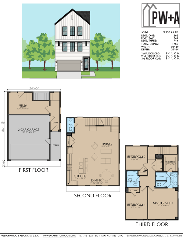 Three Story Townhome Plan E9256 A