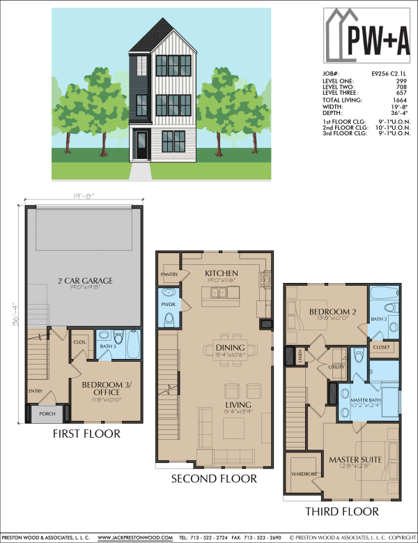 Three Story Townhome Plan E9256 C2.1