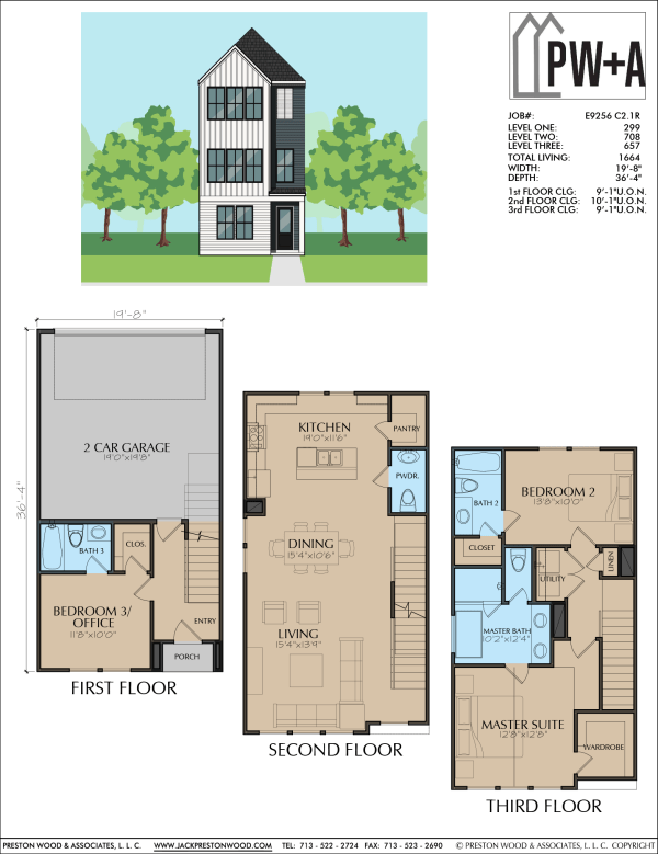 Three Story Townhome Plan E9256 C2.1