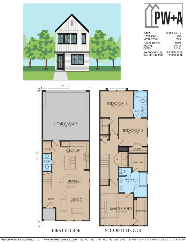Two Story Townhome Plan E9256 C3.1