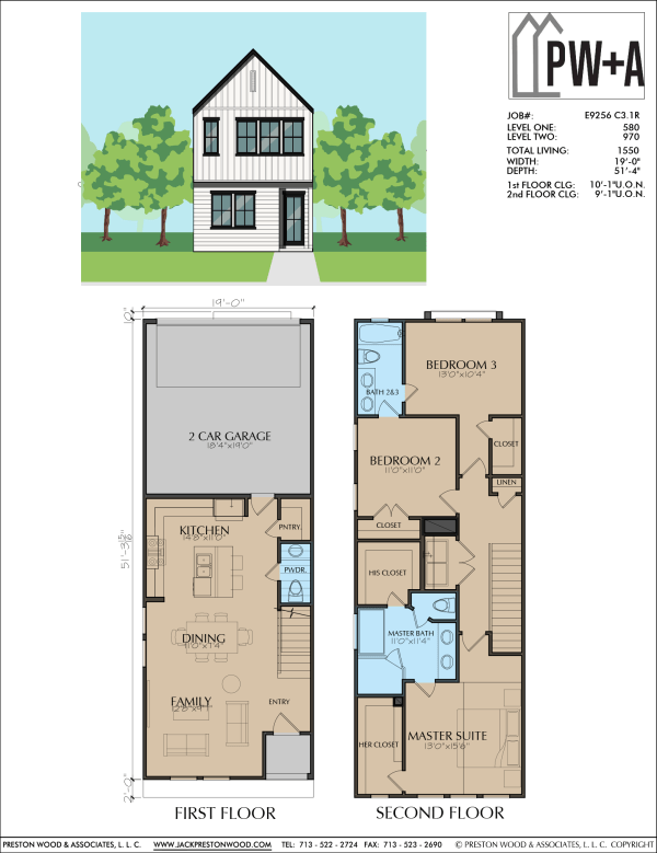 Two Story Townhome Plan E9256 C3.1