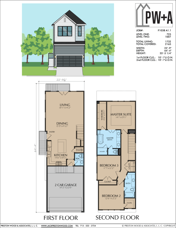 Two Story Townhome Plan F1038 A1.1