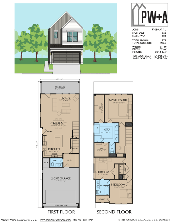 Two Story Townhome Plan F1089 A1.1