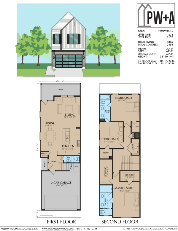 Two Story Townhome Plan F1089 B1.1