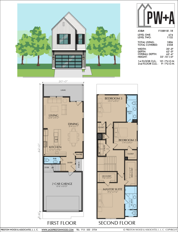 Two Story Townhome Plan F1089 B1.1