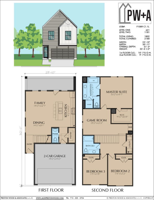 Two Story Townhome Plan F1089 C1.1