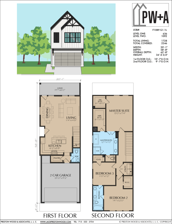Two Story Townhome Plan F1089 G1.1