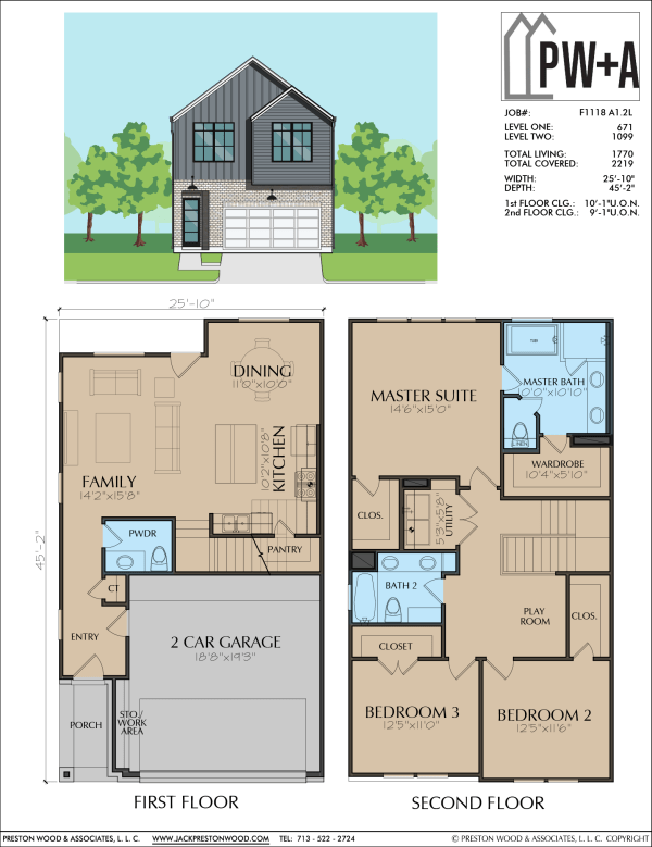 Two Story Townhome Plan F1118 A1.2