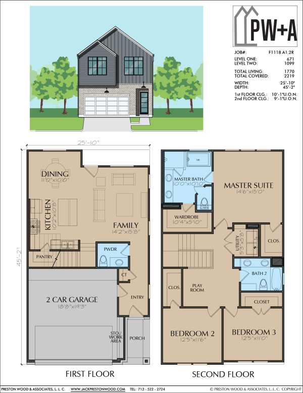 Two Story Townhome Plan F1118 A1.2