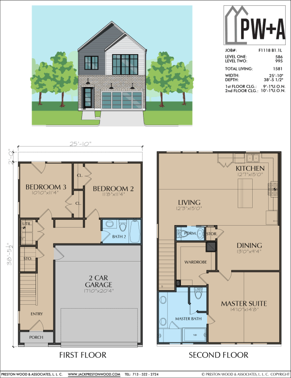 Two Story Townhome Plan F1118 B1.1