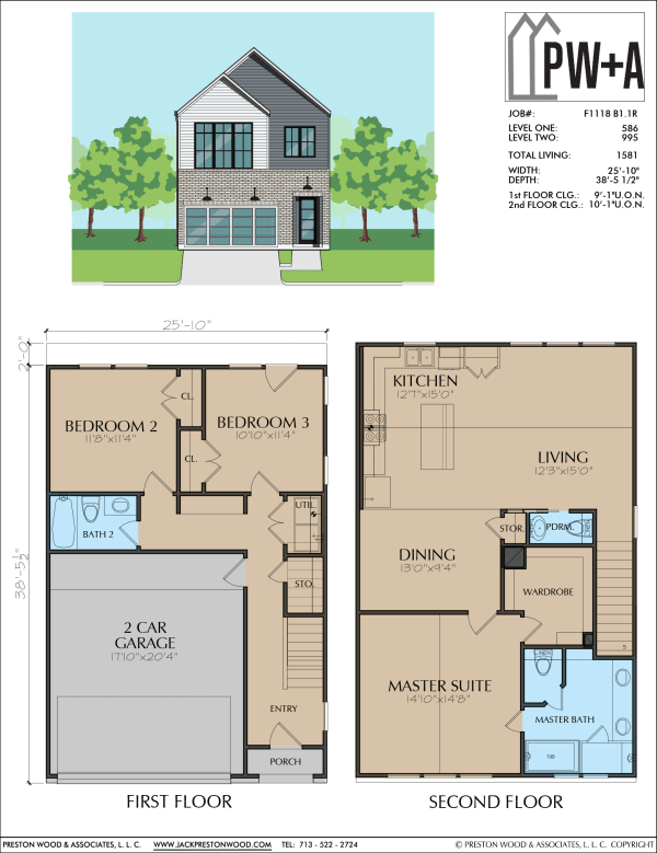 Two Story Townhome Plan F1118 B1.1