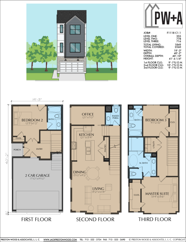 Three Story Townhome Plan F1118 C1