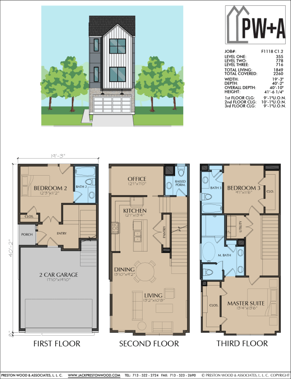 Three Story Townhome Plan F1118 C1