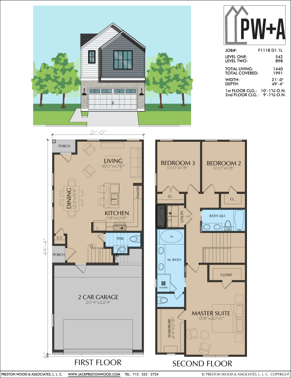 Two Story Townhome Plan F1118 D1.1