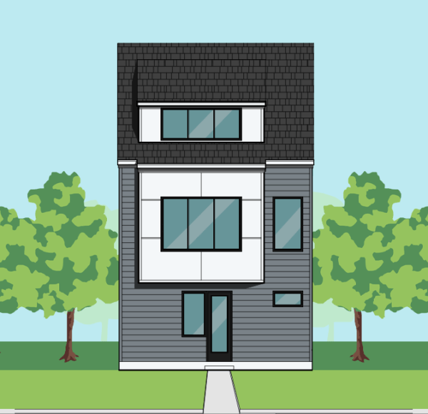 Three Story Townhome Plan F1118 E1.1