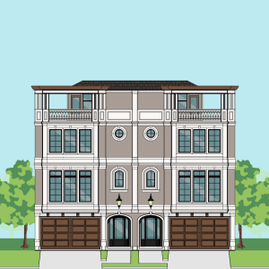 3 1/2 Story Duplex Home Plan F2009