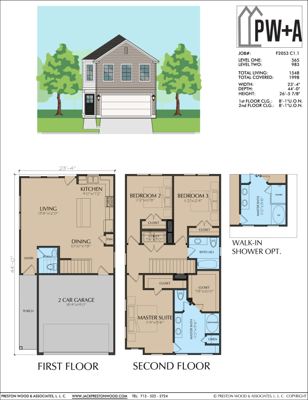 Two Story Townhome Plan F2053 C1