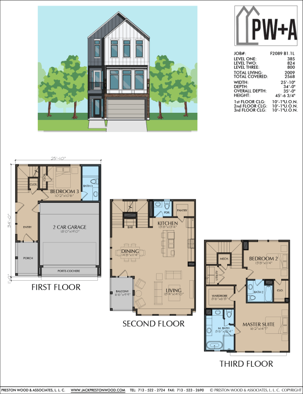 Three Story Townhome Plan F2089 B1.1
