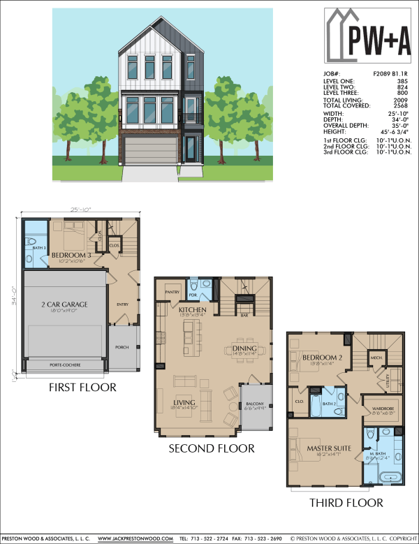 Three Story Townhome Plan F2089 B1.1