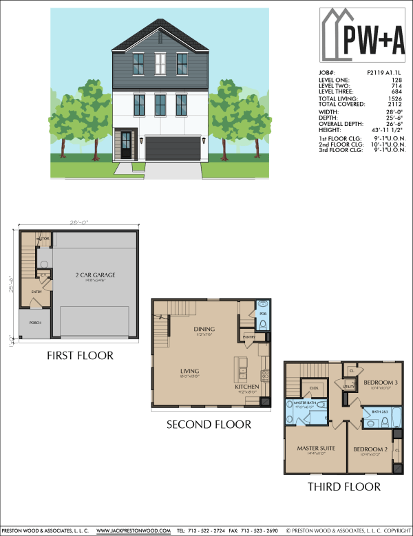 Three Story Townhome Plan F2119 A1.1