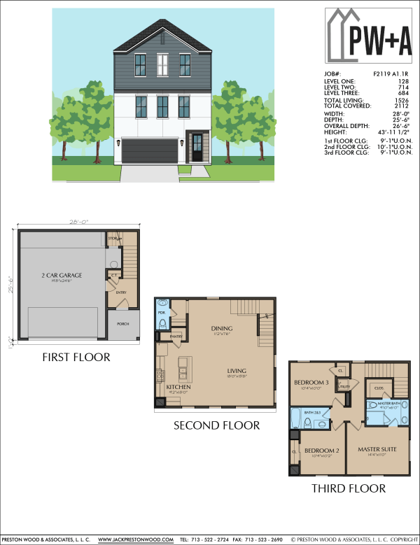 Three Story Townhome Plan F2119 A1.1