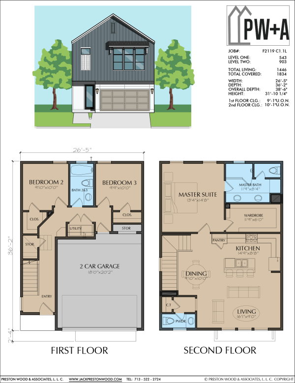 Two Story Townhome Plan F2119 C1.1