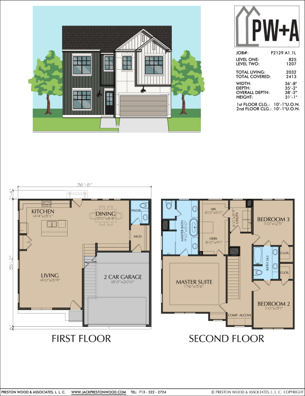 Two Story Townhome Plan F2129 A1.1