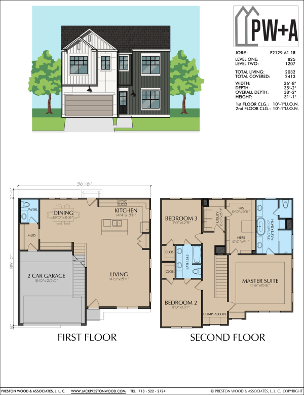Two Story Townhome Plan F2129 A1.1