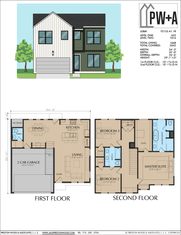 Two Story Townhome Plan F2153 A1