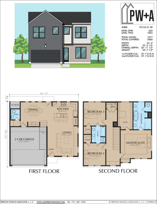 Two Story Townhome Plan F2153 A1