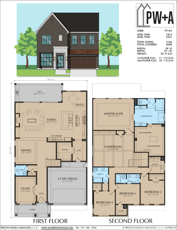 Two Story Urban Home Plan F2164