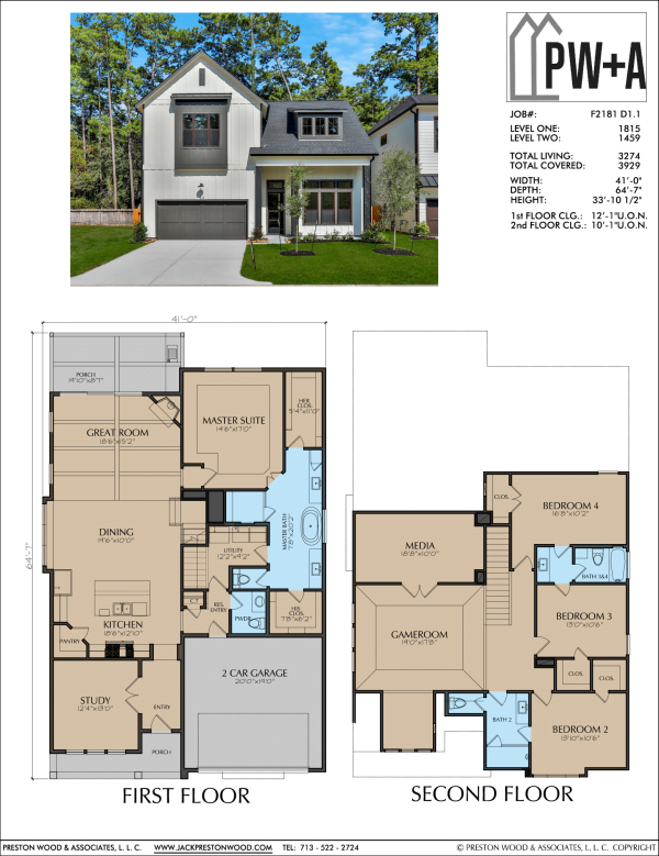 Two Story Urban Home Plan F2181 D1.1