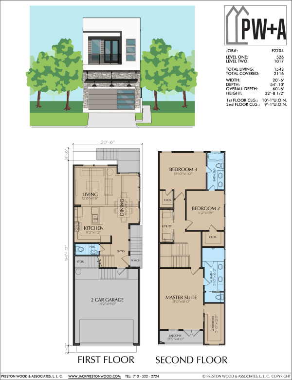 Two Story Townhome Plan F2204