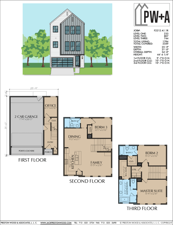 Three Story Townhome Plan F2212 A1.1
