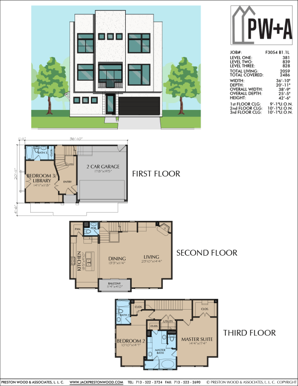 Three Story Townhome Plan F3054 B1.1