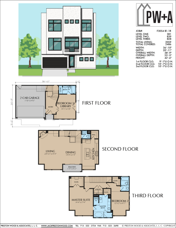 Three Story Townhome Plan F3054 B1.1