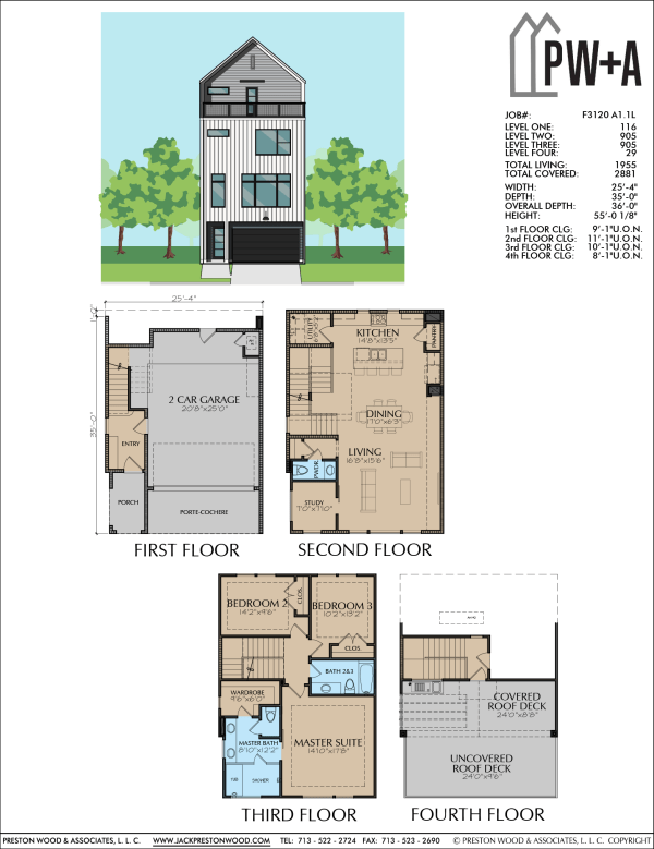 3 1/2 Story Townhome Plan F3120 A1.1