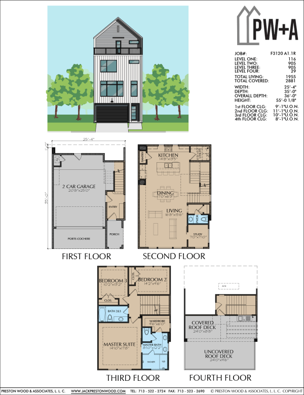 3 1/2 Story Townhome Plan F3120 A1.1