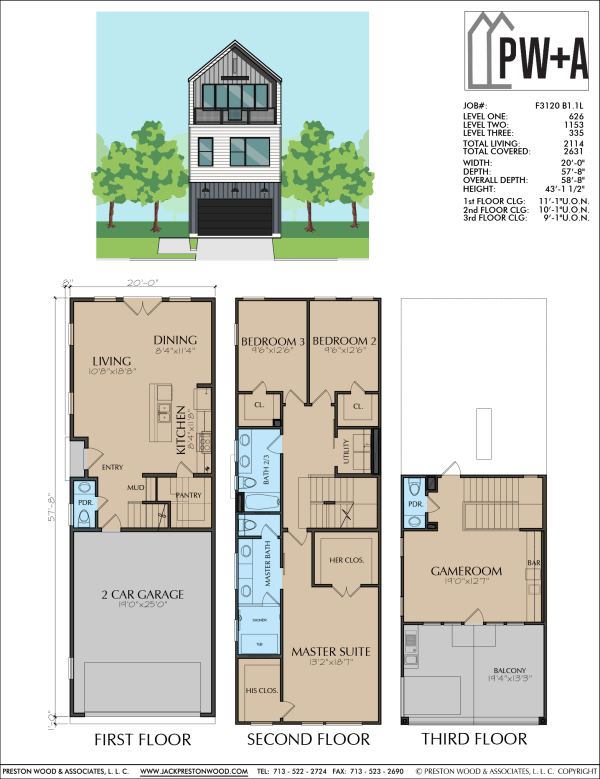 2 1/2 Story Townhome Plan F3120 B1.1