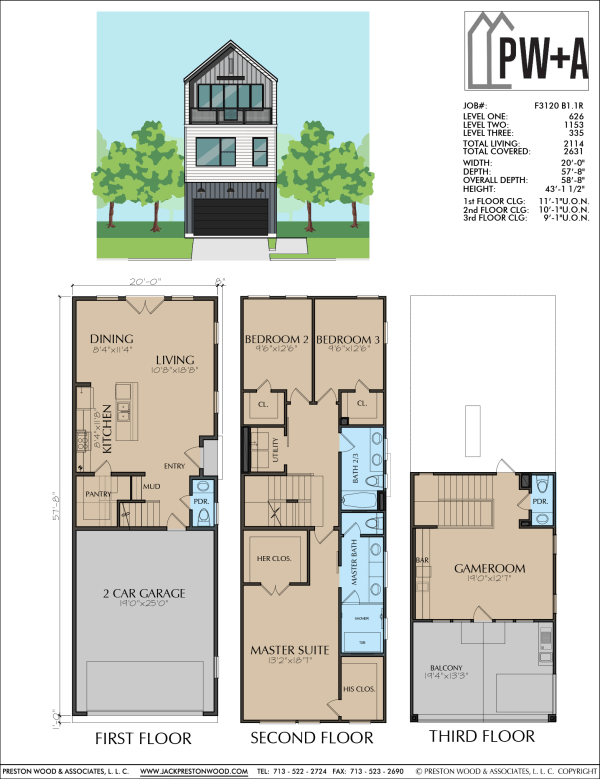2 1/2 Story Townhome Plan F3120 B1.1