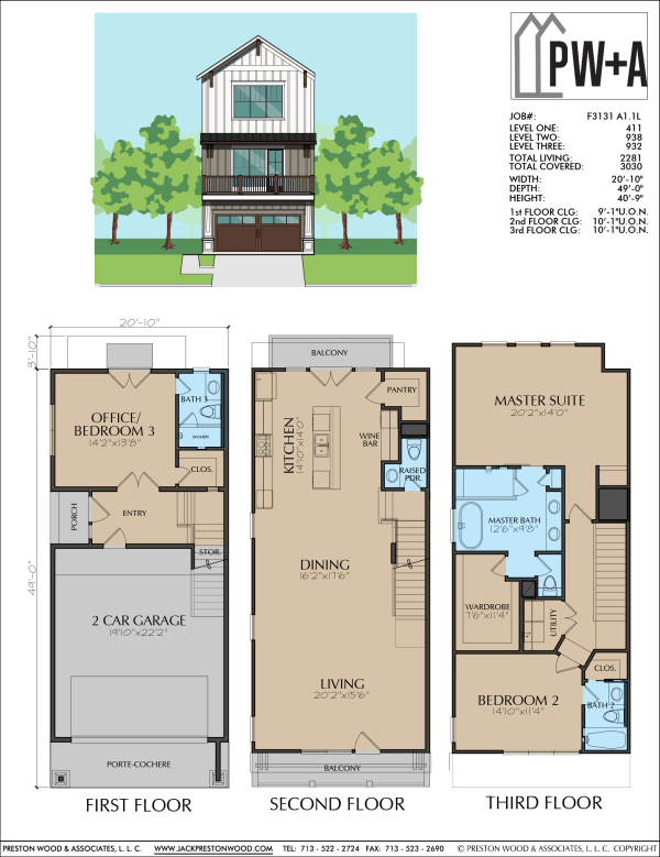 Three Story Townhome Plan F3131 A1.1