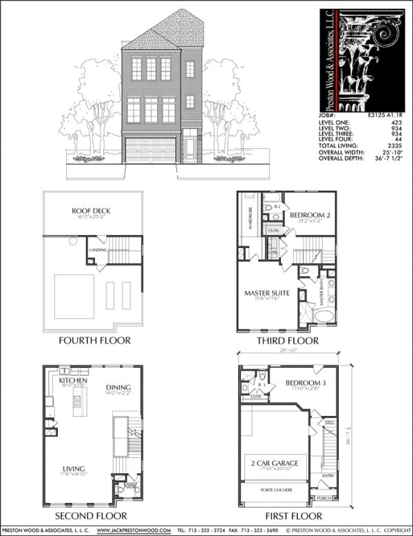 3 1/2 Story Townhome Plan E3125 A1