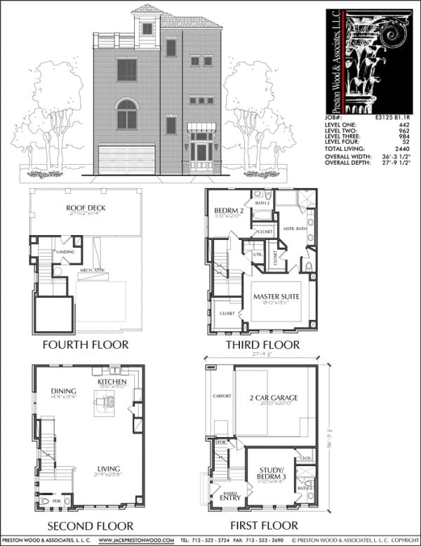 3 1/2 Story Townhome Plan E3125 B1.1